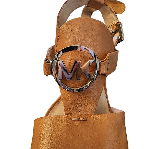 Michael Kors tan leather Open Toe high heels size 7.5M - Picture 7 of 8